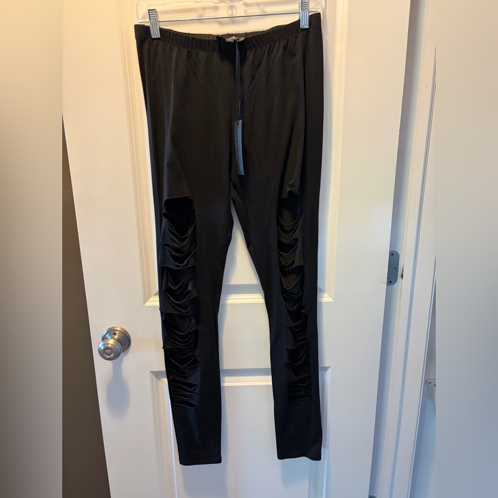 NWT Dolls Kill Midnight Shredded Leggings